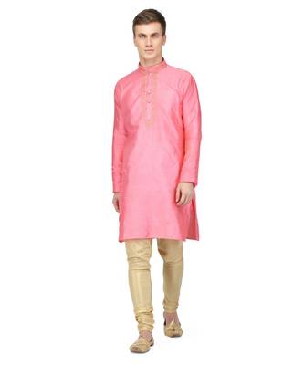 Pink raw silk kurta & pajama 1