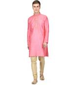 Pink raw silk kurta & pajama