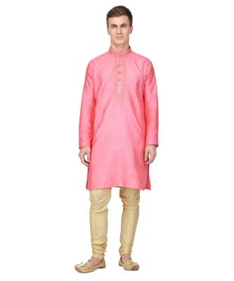 Pink raw silk kurta & pajama 2