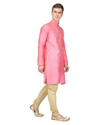 Pink raw silk kurta & pajama 4