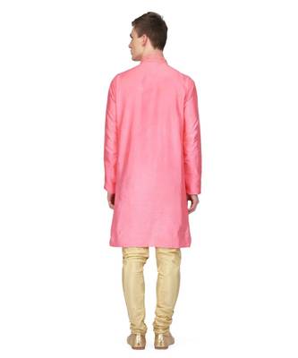 Pink raw silk kurta & pajama 5