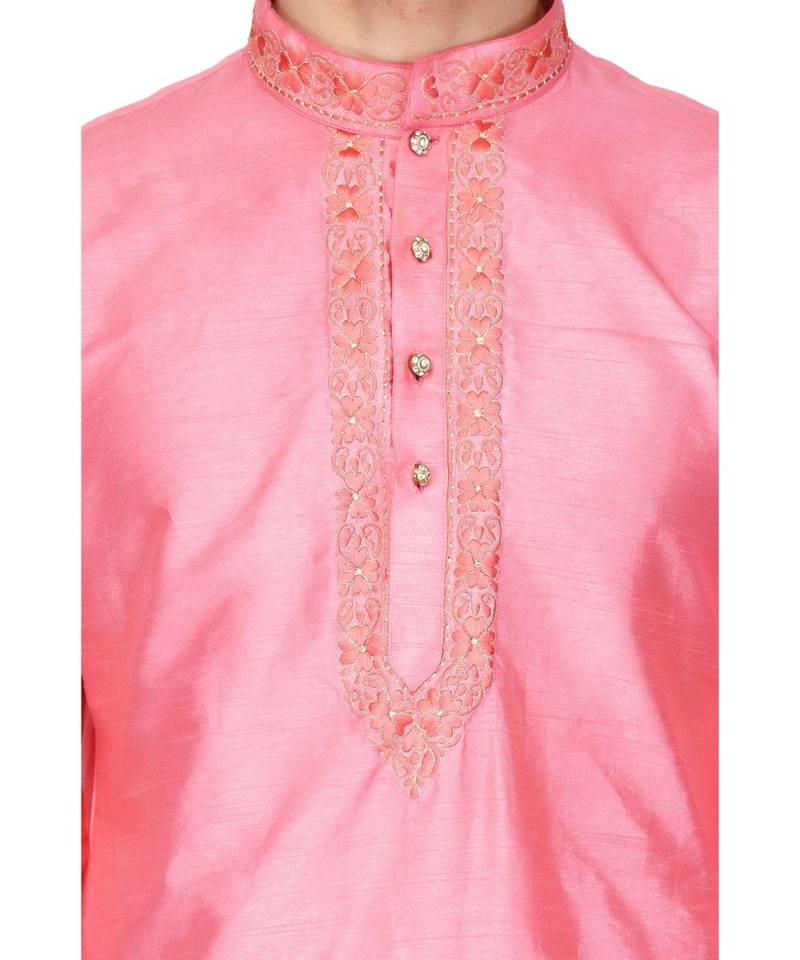 Pink raw silk kurta & pajama