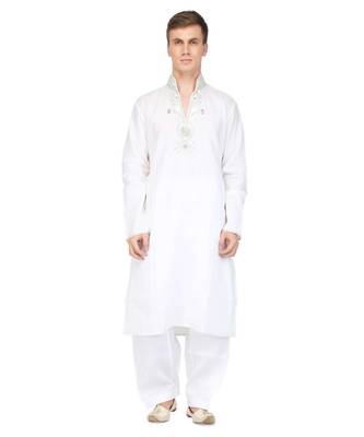 White Viscose raw silk kurta & pajama 2