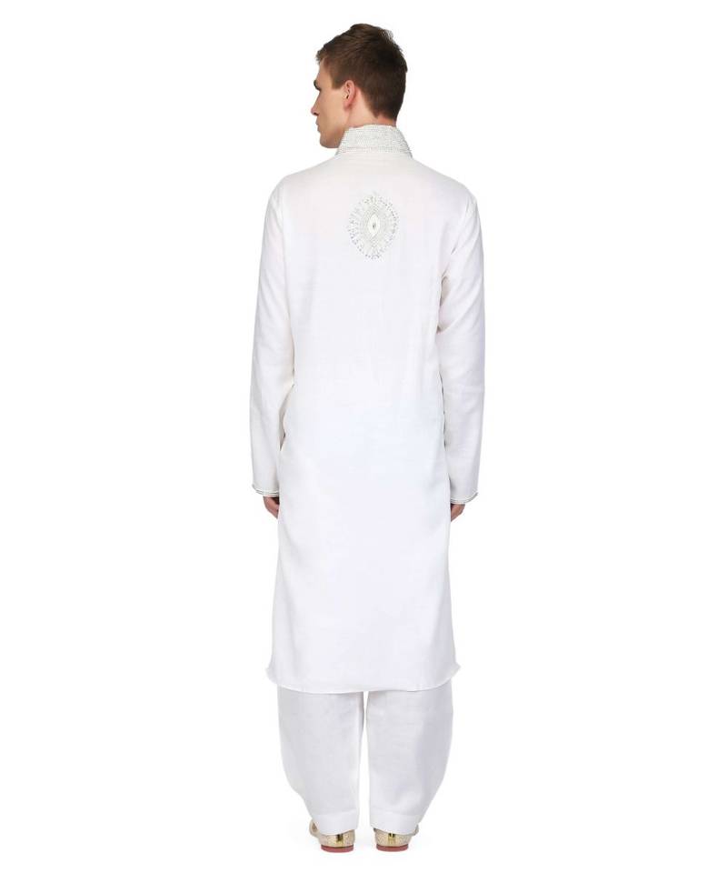White Viscose raw silk kurta & pajama