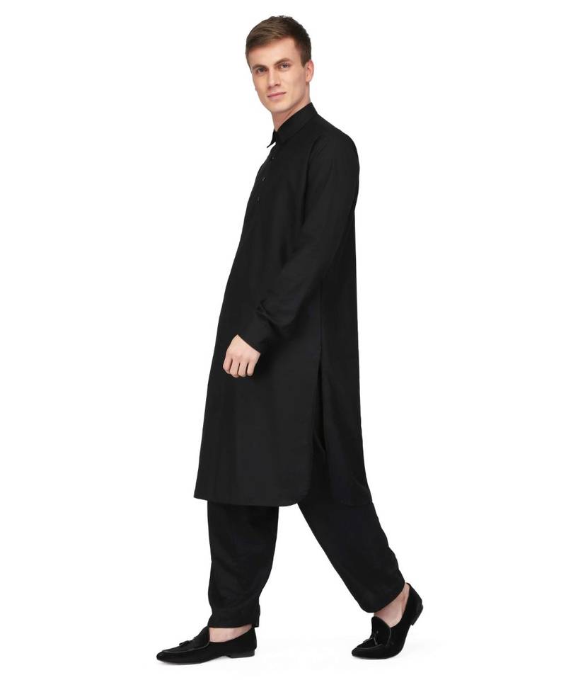 Black cotton kurta & pajama