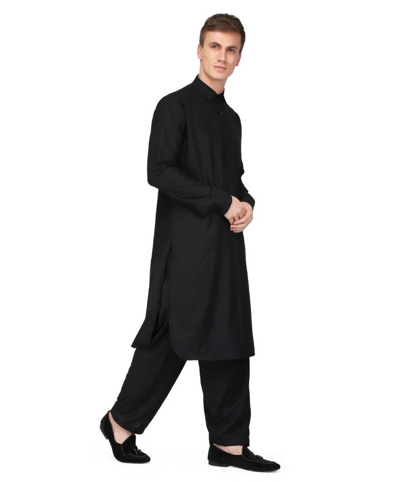 Black cotton kurta & pajama