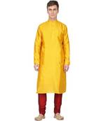 Yellow raw silk kurta & pajama