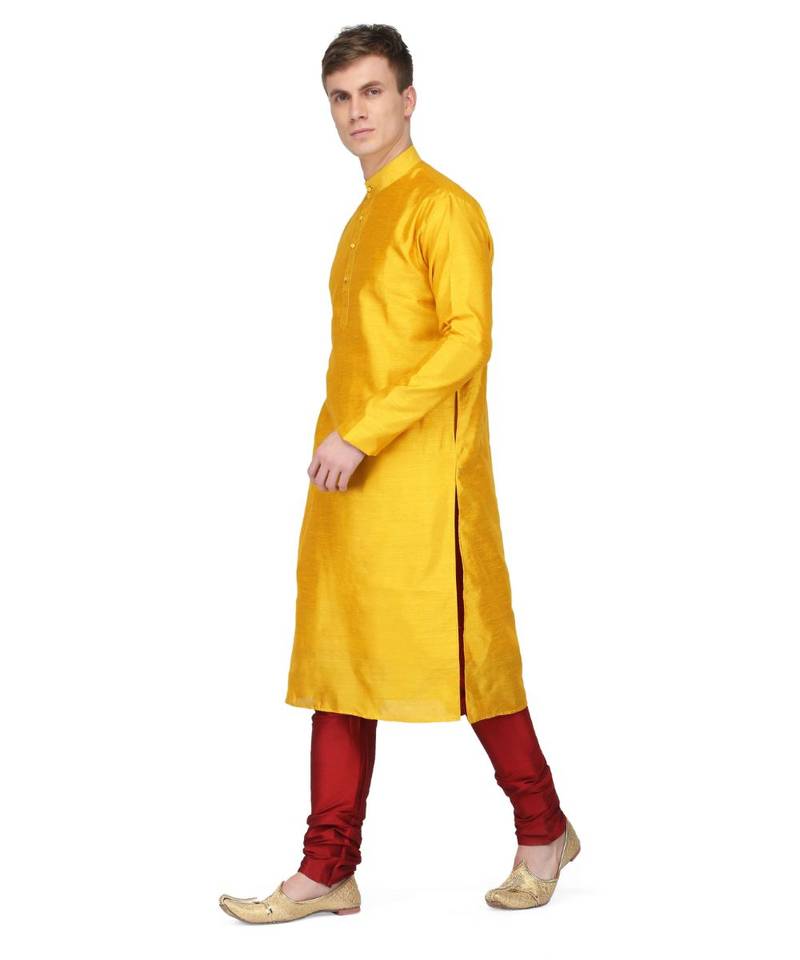 Yellow raw silk kurta & pajama