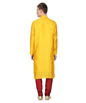 Yellow raw silk kurta & pajama 5