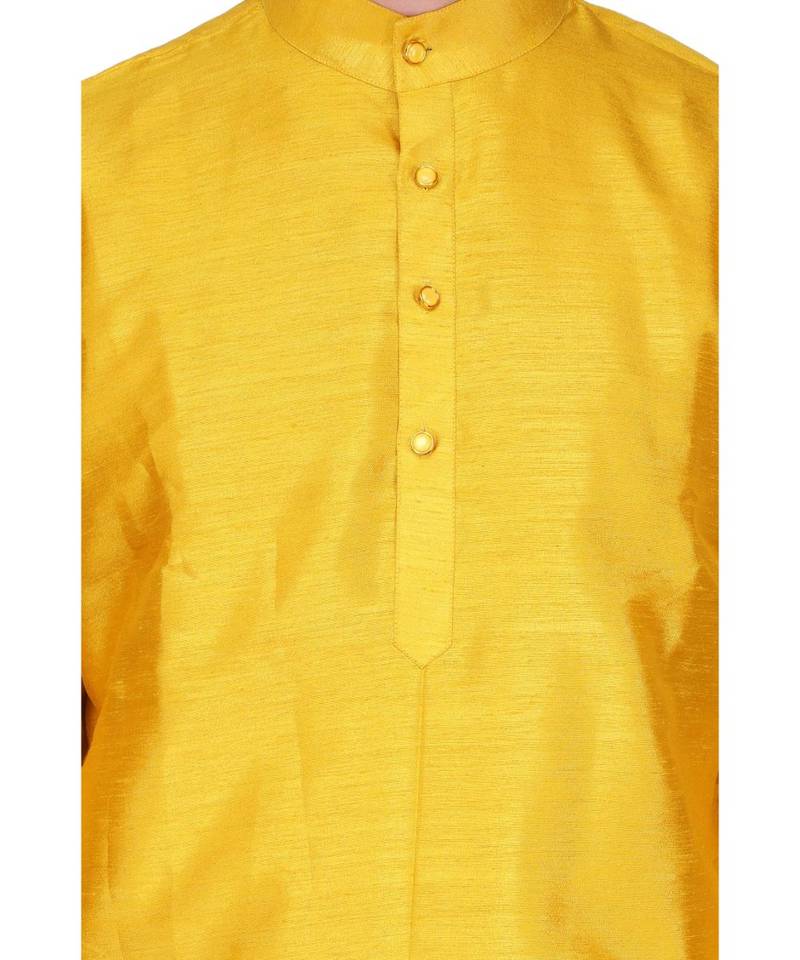 Yellow raw silk kurta & pajama