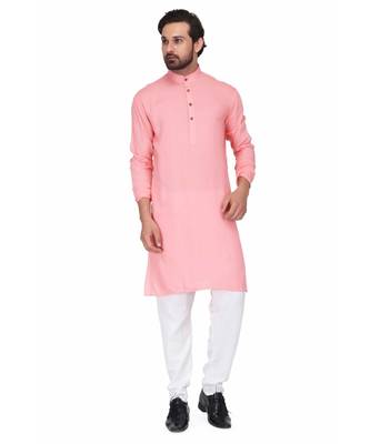 Pink rayon kurta & pajama 1