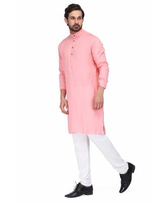 Pink rayon kurta & pajama 2