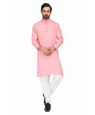 Pink rayon kurta & pajama 4