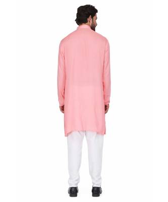 Pink rayon kurta & pajama 6