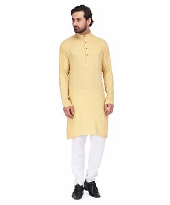 Yellow rayon kurta & pajama 1