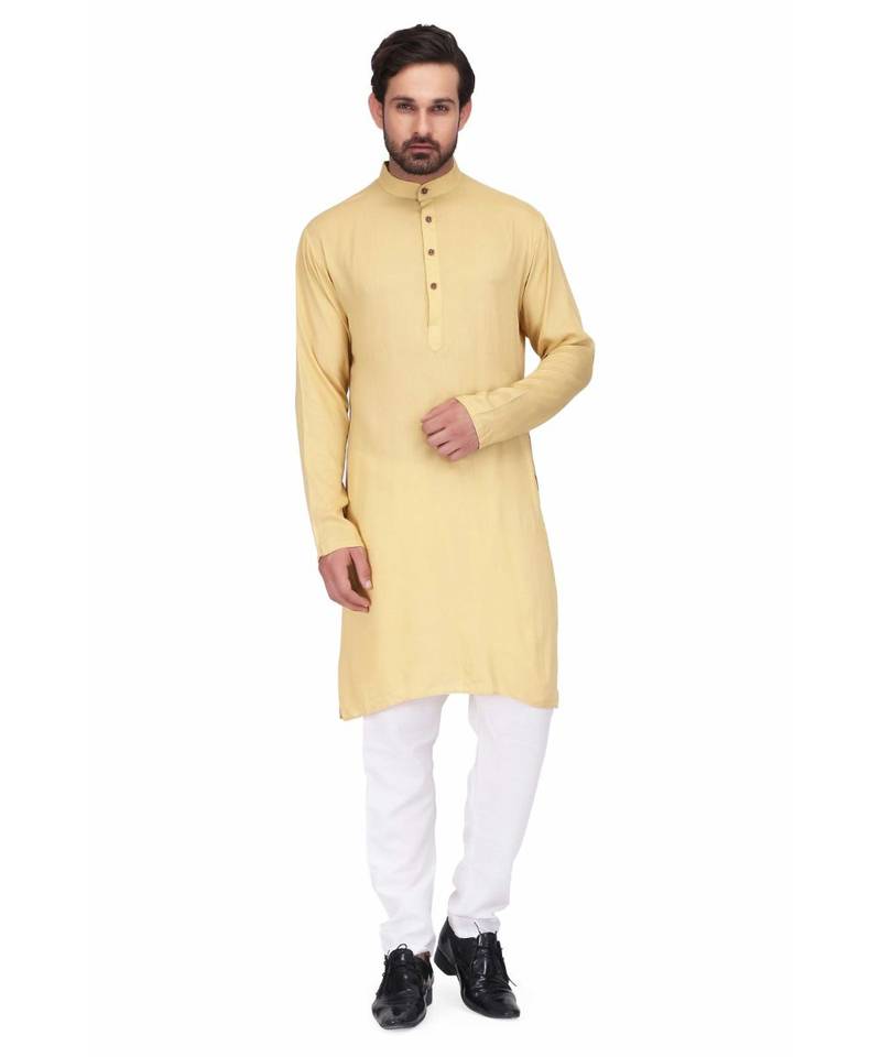 Yellow rayon kurta & pajama
