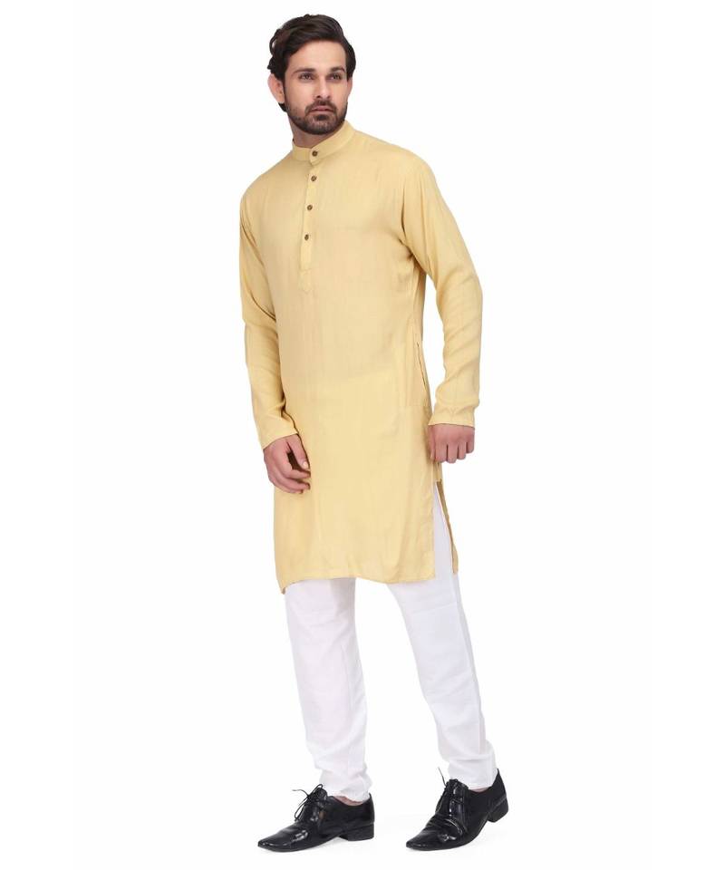 Yellow rayon kurta & pajama