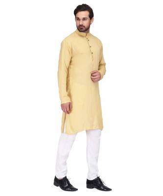 Yellow rayon kurta & pajama 4