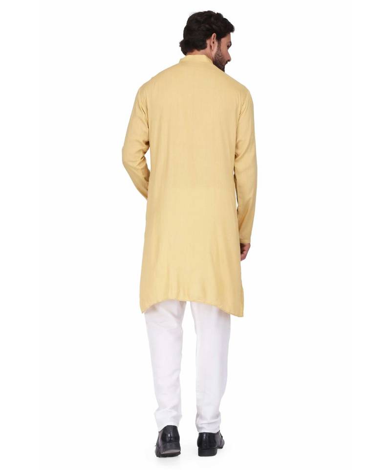 Yellow rayon kurta & pajama