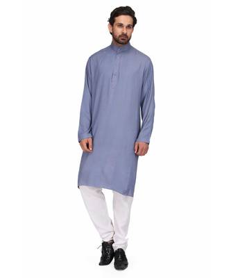 Blue rayon kurta & pajama 2