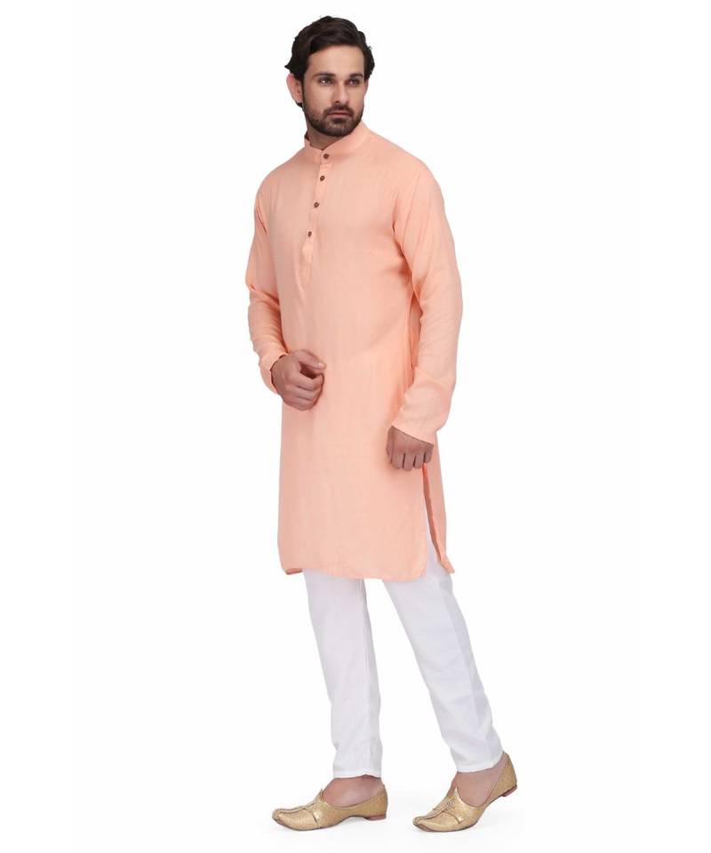 Peach rayon kurta & pajama
