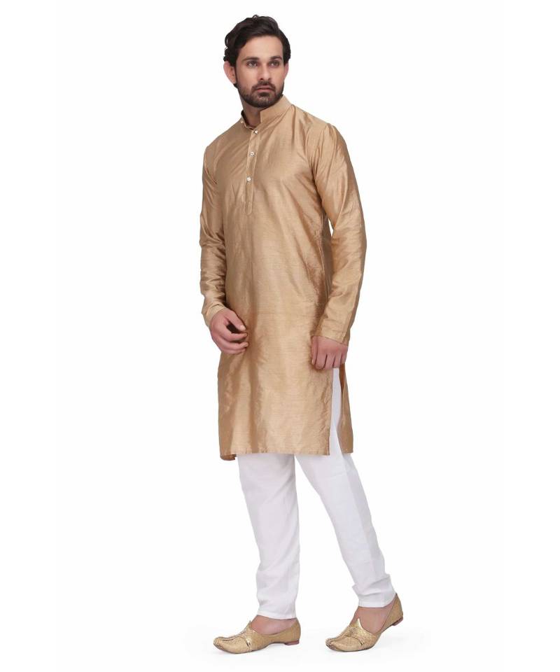 Gold raw silk kurta & pajama