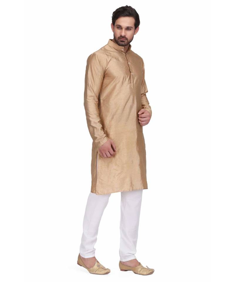 Gold raw silk kurta & pajama