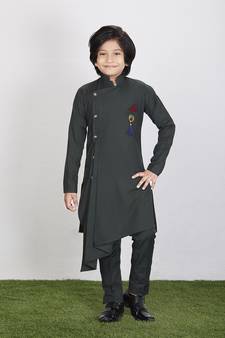 Kids Green Kurta Pant Set For Boys