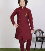 Kids Maroon Kurta Pajama Set For Boys 