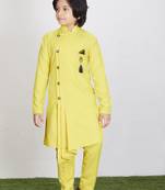 Kids Yellow Kurta Pyjama Set For Boys 