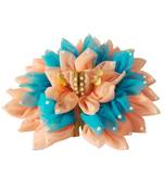 Cotton Blue And Peach Net Fabric Dress For Laddu Gopal