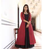 Black  Printed Pure cotton long kurti  with jacket