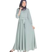 Gathered Neck Green Maxi Dress