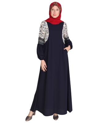 Printed Blue Abaya 1