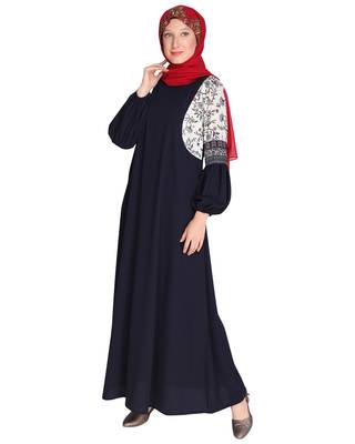 Printed Blue Abaya 2