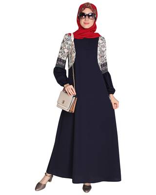 Printed Blue Abaya 3