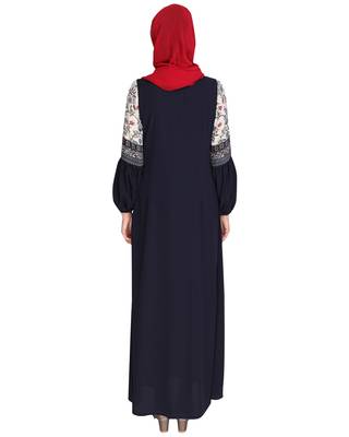 Printed Blue Abaya 4