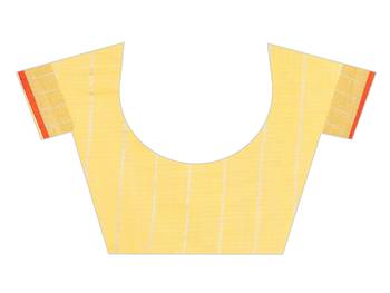 Yellow woven cotton saree with blouse 4