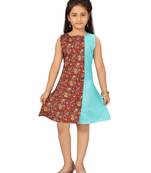 Green plain cotton kids-frocks
