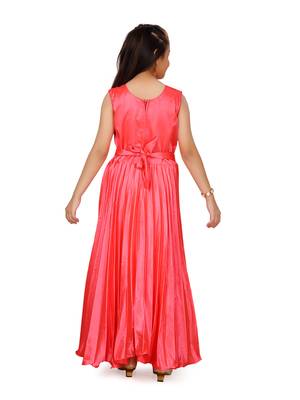 Red plain silk kids-girl-gowns 4