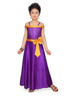 Purple plain silk kids-girl-gowns 1