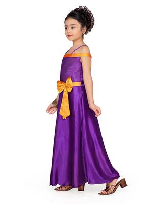 Purple plain silk kids-girl-gowns 2
