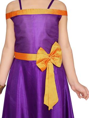 Purple plain silk kids-girl-gowns 5