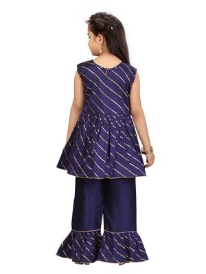 Blue plain cotton girls-top-bottom 4