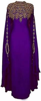 SALE !! Moroccan Islamic Purple Kaftan Beach Fancy Modern Floor Length Bell Sleeve For Women Dress 4