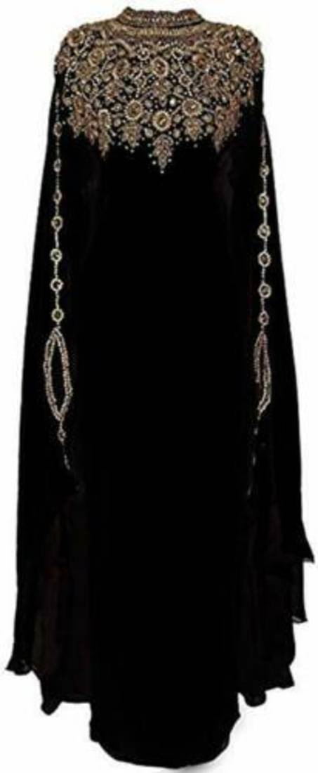 SALE !! Moroccan Islamic Black Kaftan Beach Fancy Modern Floor Length Bell Sleeve For Women Dress