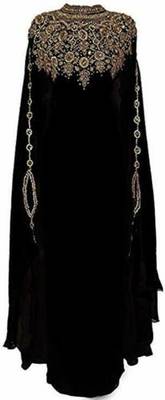 SALE !! Moroccan Islamic Black Kaftan Beach Fancy Modern Floor Length Bell Sleeve For Women Dress 4