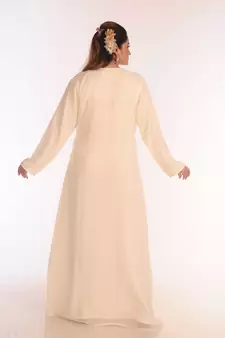 SALE !!  Moroccan Islamic Off-White Kaftan Beach Fancy Modern Floor Length Bell Sleeve For Women Dress
