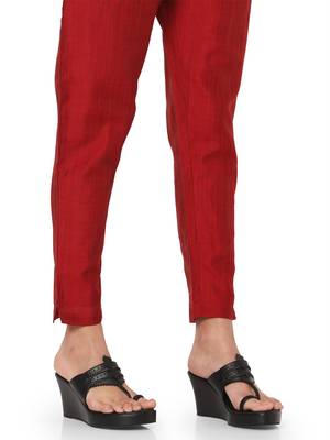 Maroon cotton embroidered stitched kurta with pant 5