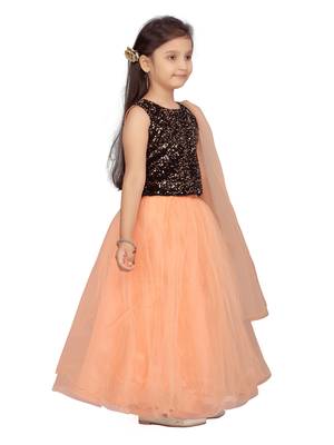 Peach sequins net stitched lehenga 2
